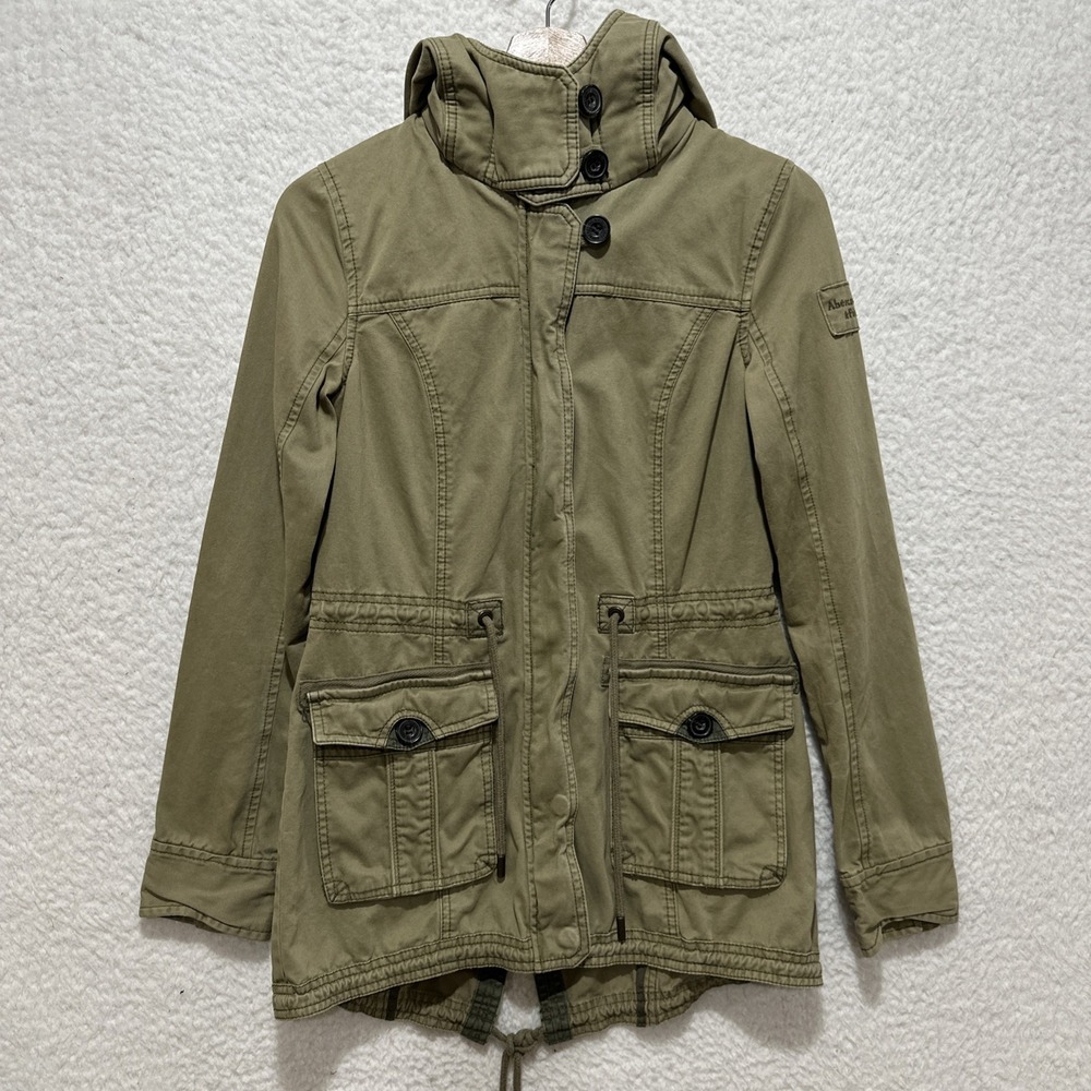 Vintage Y2K Abercrombie & Fitch Utility Outerwear Army Green Hooded Jacket Sz‎ S